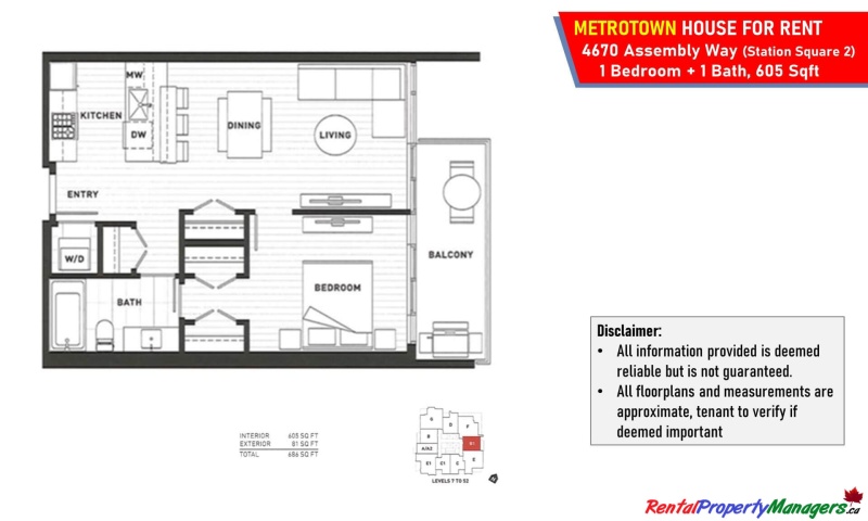 #4xxx-4670 Assembly Way, Burnaby, 1 Bedroom Bedrooms, ,1 BathroomBathrooms,Condo,Rented and Being Managed,Station Square 2,#4xxx-4670 Assembly Way, Burnaby,1081