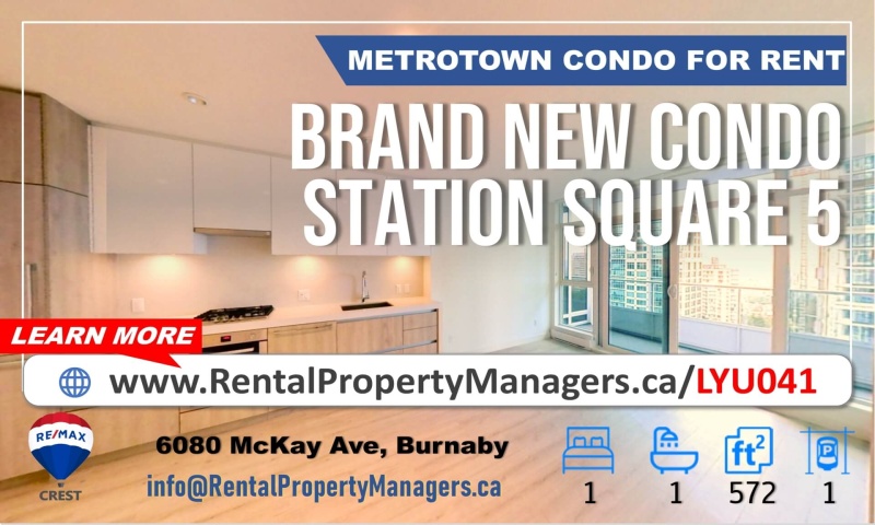 1xxx-6080 McKay Avenue, Burnaby (Metrotown), 1 Bedroom Bedrooms, ,1 BathroomBathrooms,Condo,Rented and Being Managed,Station Square 5,1xxx-6080 McKay Avenue, Burnaby (Metrotown),1068